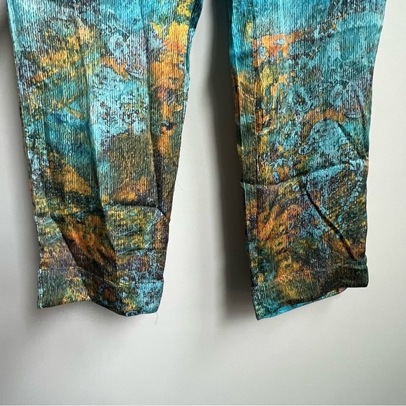 Soft Surroundings Pants Wide Leg Palazzo Cassatt Gilded Blue Multicolor tropical - Picture 6 of 15